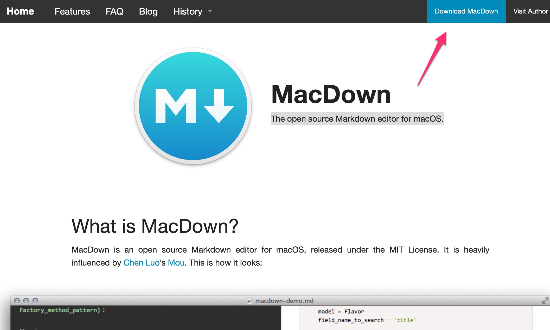 MacDownのサイト